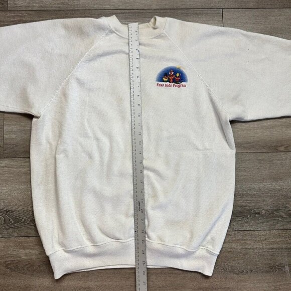 Vintage Esso Oil Crewneck Hanes Sweatshirt Esso Kids Program Size XL White - Picture 8 of 8